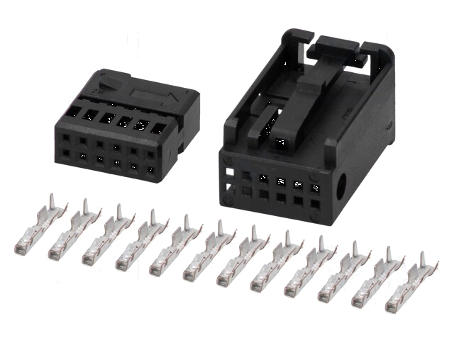 Connectorbehuizing; stekker; Quadlock; PIN: 12; zwart Connectorbehuizing; stekker; Quadlock; PIN: 12; zwart